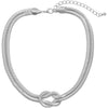 Silvertone Slip-knot Herringbone Chain Necklace - White