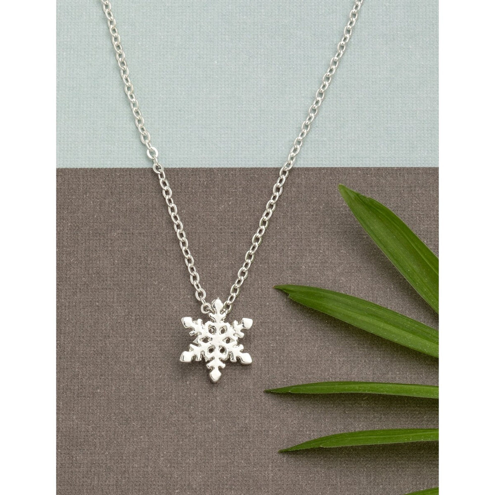 Silvertone Snowflake Pendant Necklace - White