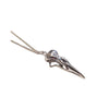 Silvertone Spiked Bird Pendant Necklace - White