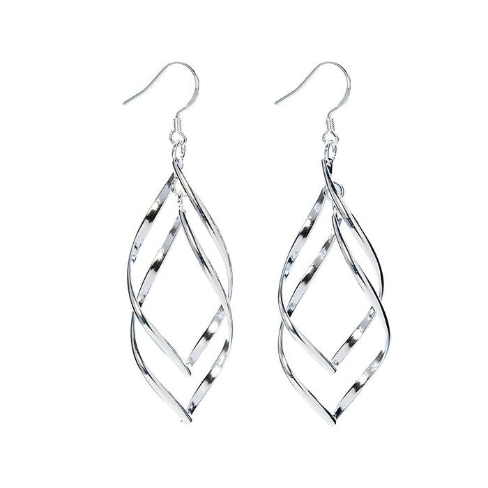 Silvertone Spiral Drop Earrings