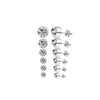 Silvertone Stainless Steel Graduated Stud set in Clear