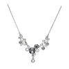 Silvertone Statement Pillow Necklace with Swarovski Crystals - White