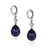 Silvertone Tanzanite Swarovski Crystal Teardrop Drop Earrings