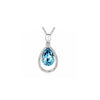 Silvertone Teardrop Pendant Necklace with Swarovski - White