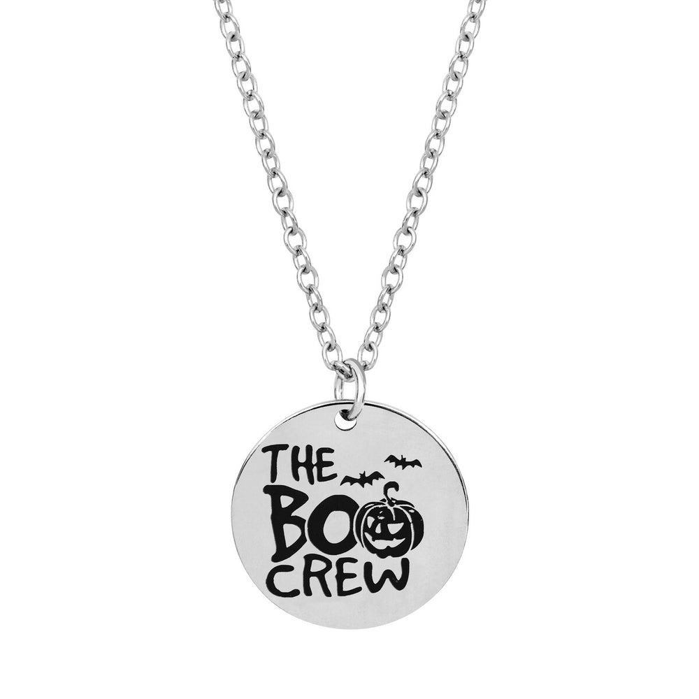 Silvertone The Boo Crew Halloween Pendant Necklace - White