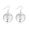 Silvertone Tree Of Life Drop Earrings