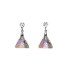 Silvertone Triangle Briolette Stud Earrings with Swarovski Crystals