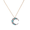 Silvertone Turquoise Crescent Moon Pendant Necklace - White