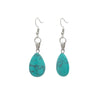 Silvertone Turquoise Teardrop Drop Earrings