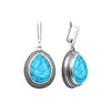 Silvertone Turquoise Teardrop Leverback Earrings