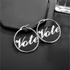 Silvertone Vote Hoop Earrings