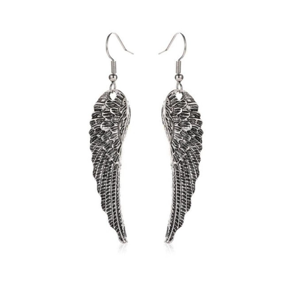 Silvertone Wing Drop Earrings