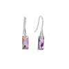 Silvertone & Rectangular Crystal Drop Earrings with Queen Baguette Swarovski Crystals