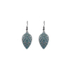 Silvertone & Teal Patterned Teardrop Drop Earrings