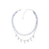 Silvertone and Blue Glass Crystal Layered Necklace with moon and stars - White