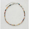 Silvertone dainty multi gem beaded collar necklace - White