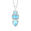 Sky Blue Larimar & Sterling Silver Geometric Pendant Necklace - White