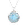 Sky Blue Larimar & Sterling Silver Lace-Encased Pendant Necklace - White