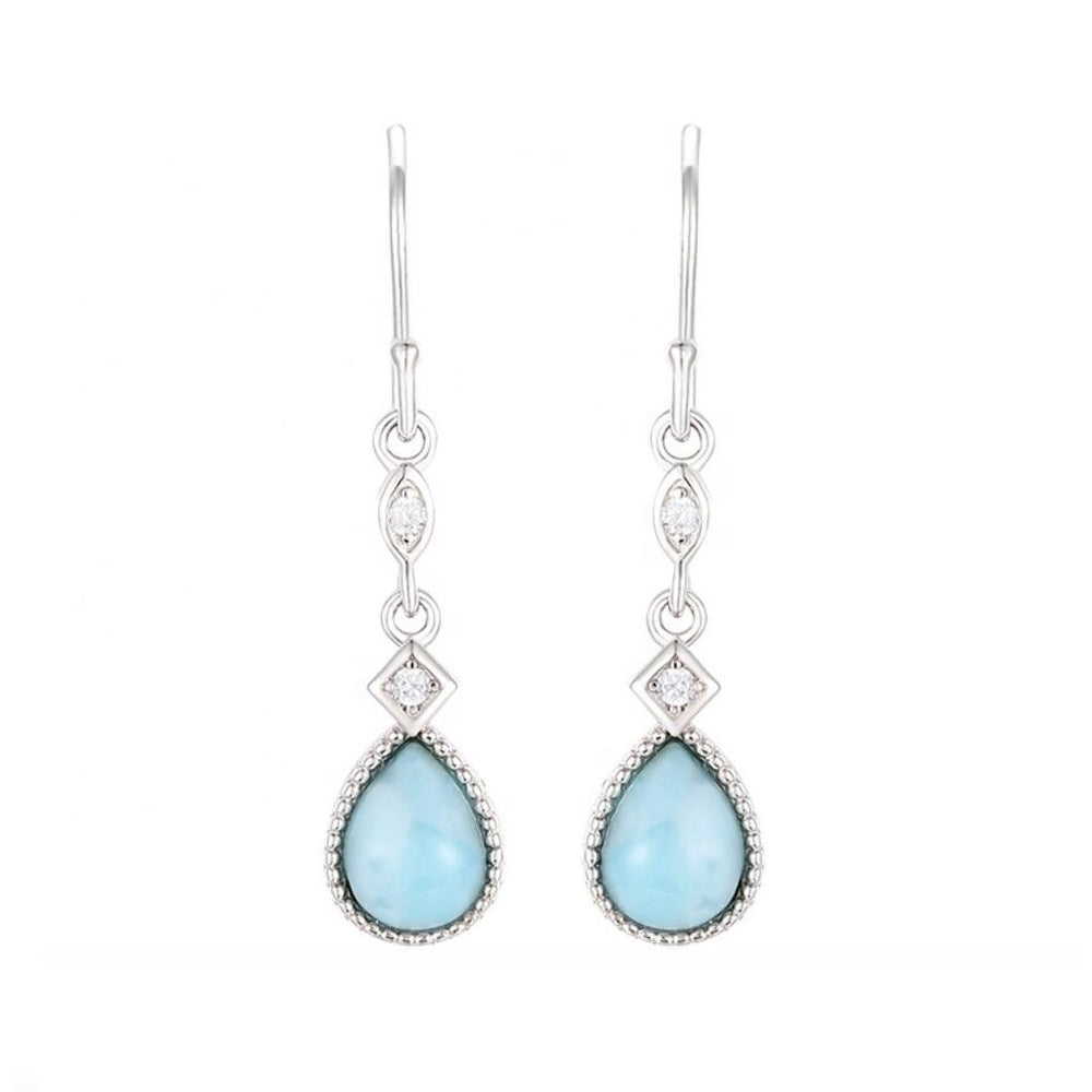 Sky Blue Larimar & Sterling Silver Teardrop Earrings