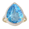 Sky Blue Topaz 18k Gold-Plated Teardrop Solitaire Ring