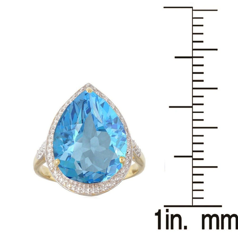 Sky Blue Topaz 18k Gold-Plated Teardrop Solitaire Ring