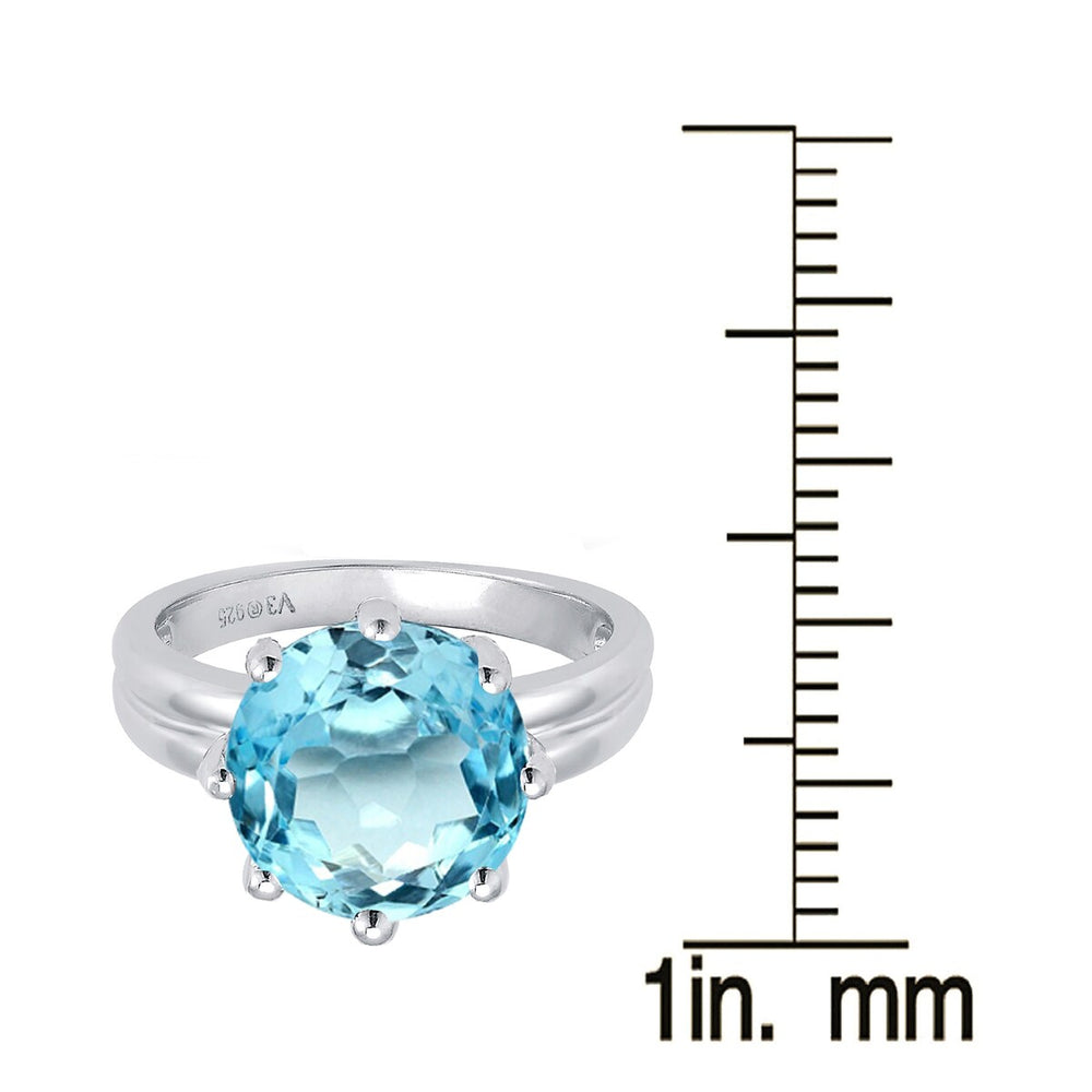 Sky Blue Topaz Sterling Silver Round-Cut Solitaire Ring