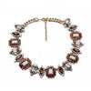 Smoky Topaz and Greige Crystal Statement Collage Necklace - White