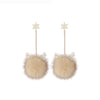 Snowflake Deer Pom Pom Chain Drop Earrings