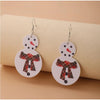 Snowman Drop Earrings with Plaid Bow