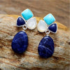 Sodalite Oval Clustered Drop Earrings