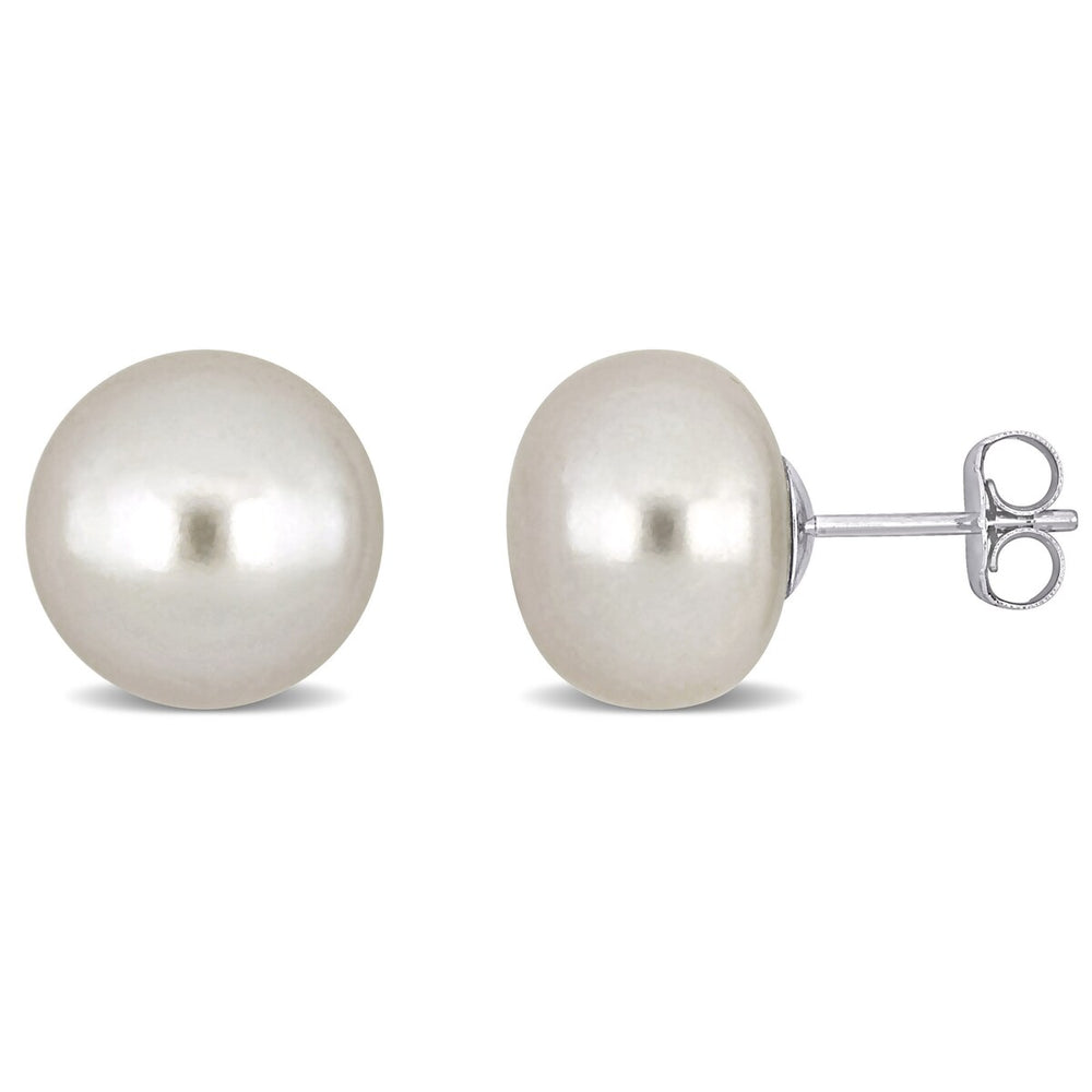 Sofia B. 12mm Cultured Freshwater Button Pearl Earrings 14k White Gold