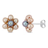 Sofia B. 3-4mm Pink Gray Cultured Freshwater Pearl Flower Design Stud Earrings Sterling Silver