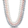 Sofia B. 3-Strand 7.5-8mm Multi-Color Cultured Freshwater Pearl Necklace with Silver Bayonet Clasp