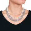 Sofia B. 3-Strand 7.5-8mm Multi-Color Cultured Freshwater Pearl Necklace with Silver Bayonet Clasp