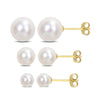 Sofia B. 4-8.5mm Cultured Freshwater Pearl 3-Pair Stud Earrings Set 14k Yellow Gold