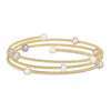 Sofia B. 4.5-5mm Pink White Cultured Freshwater Pearl Layered Coil Bangle in Brass