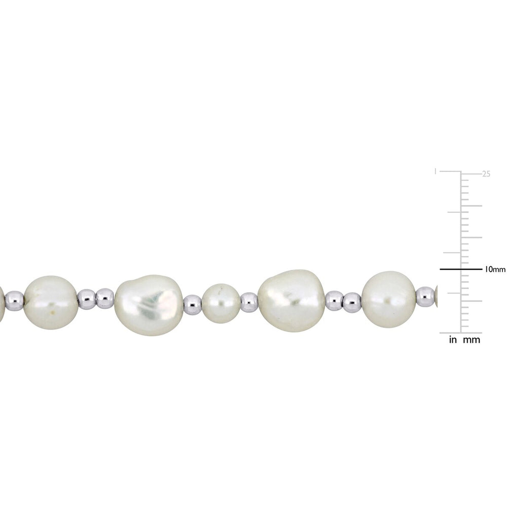 Sofia B. 5-10mm Cultured Freshwater Pearl Necklace with 3mm Sterling Silver Beads - 18+2 in.