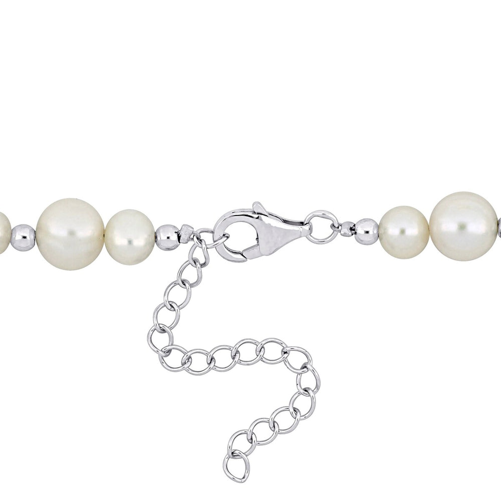 Sofia B. 5-10mm Cultured Freshwater Pearl Necklace with 3mm Sterling Silver Beads - 18+2 in.