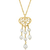 Sofia B. 6-6.5mm Cultured Freshwater Pearl Chandelier Style Heart Drop Necklace Yellow Silver