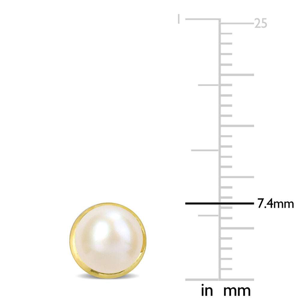 Sofia B. 6-6.5mm Cultured Freshwater Pearl Halo Stud Earrings 10k Yellow Gold