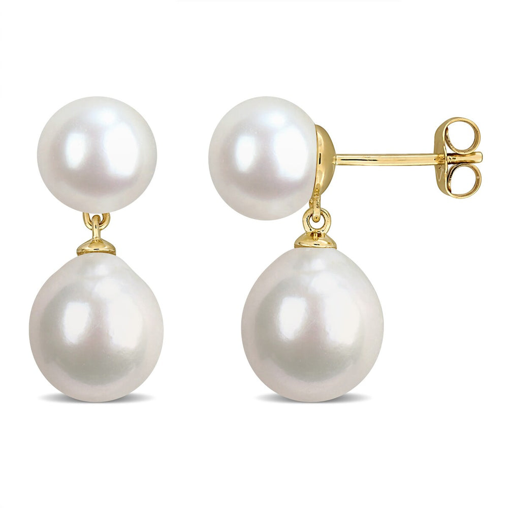 Sofia B. 8-11mm Cultured Freshwater Pearl Drop Earrings 10K Yellow Gold