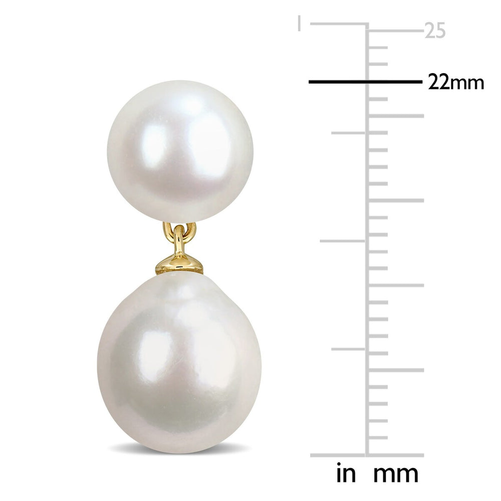 Sofia B. 8-11mm Cultured Freshwater Pearl Drop Earrings 10K Yellow Gold