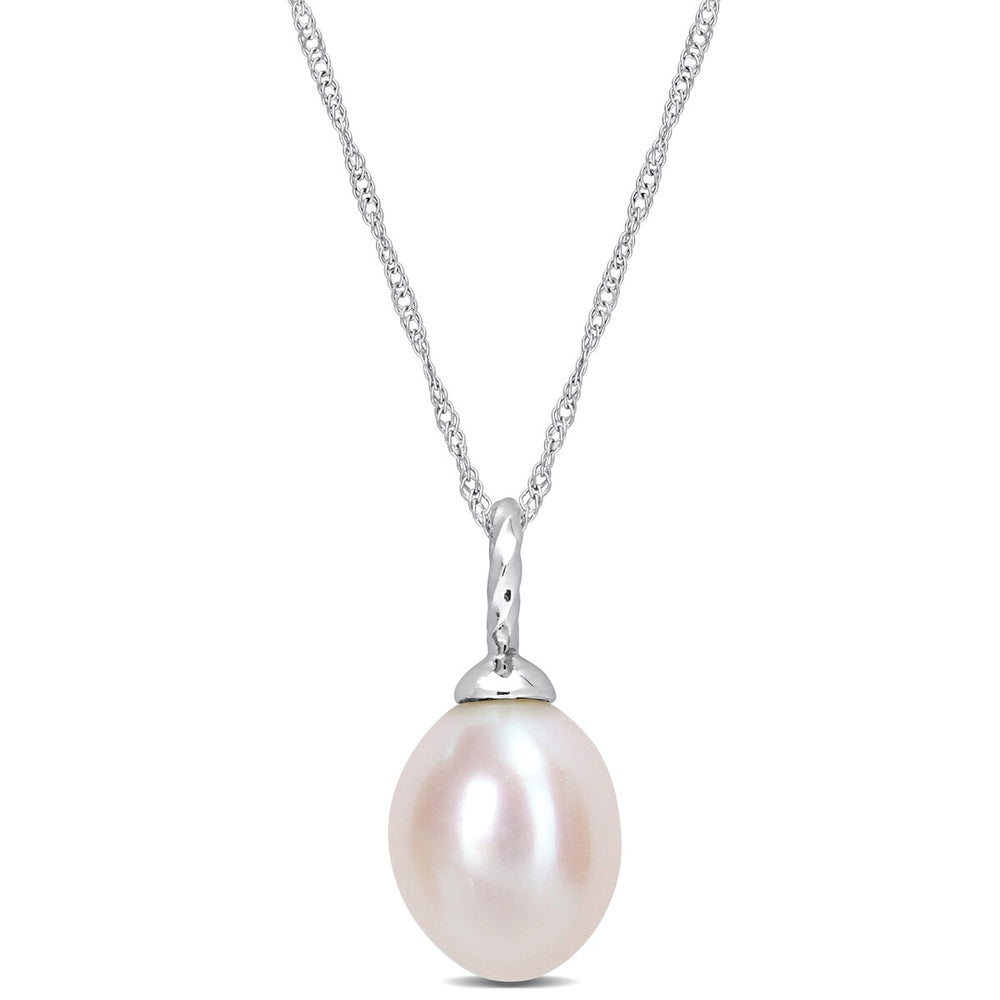 Sofia B. 8-8.5mm Cultured Freshwater Pearl Drop Necklace 10k White Gold