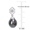 Sofia B. 8-9mm Black Tahitian Cultured Pearl White Topaz Drop Earrings Sterling Silver