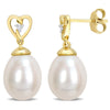 Sofia B. 8.5-9mm Cultured Freshwater Pearl Diamond Accent Drop Earrings 10k Yellow Gold