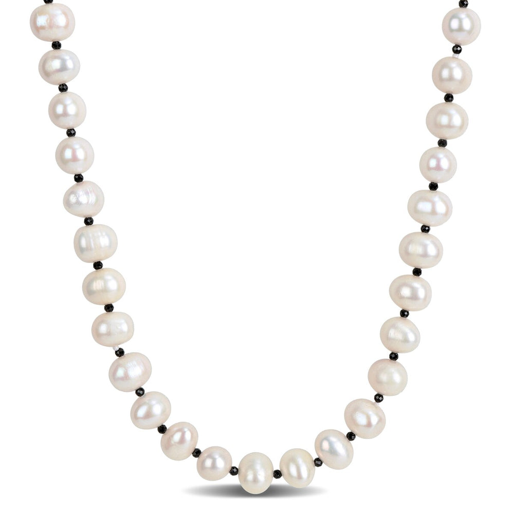 Sofia B. 8mm Cultured Freshwater Pearl and Black Spinel Endless Necklace - 32 in