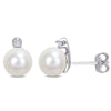 Sofia B. 8mm Cultured Freshwater Pearl and Diamond Accent Stud Earrings Sterling Silver