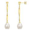 Sofia B. 9-9.5mm Cultured Freshwater Pearl Twisted Drop Earrings Yellow Silver