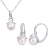 Sofia B. Cultured Freshwater Pearl 1/10ct TDW Diamond Twisted Jewelry Set Sterling Silver