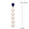 Sofia B. Cultured Freshwater Pearl 2 1/3ct TGW Created Blue Sapphire Earrings Sterling Silver